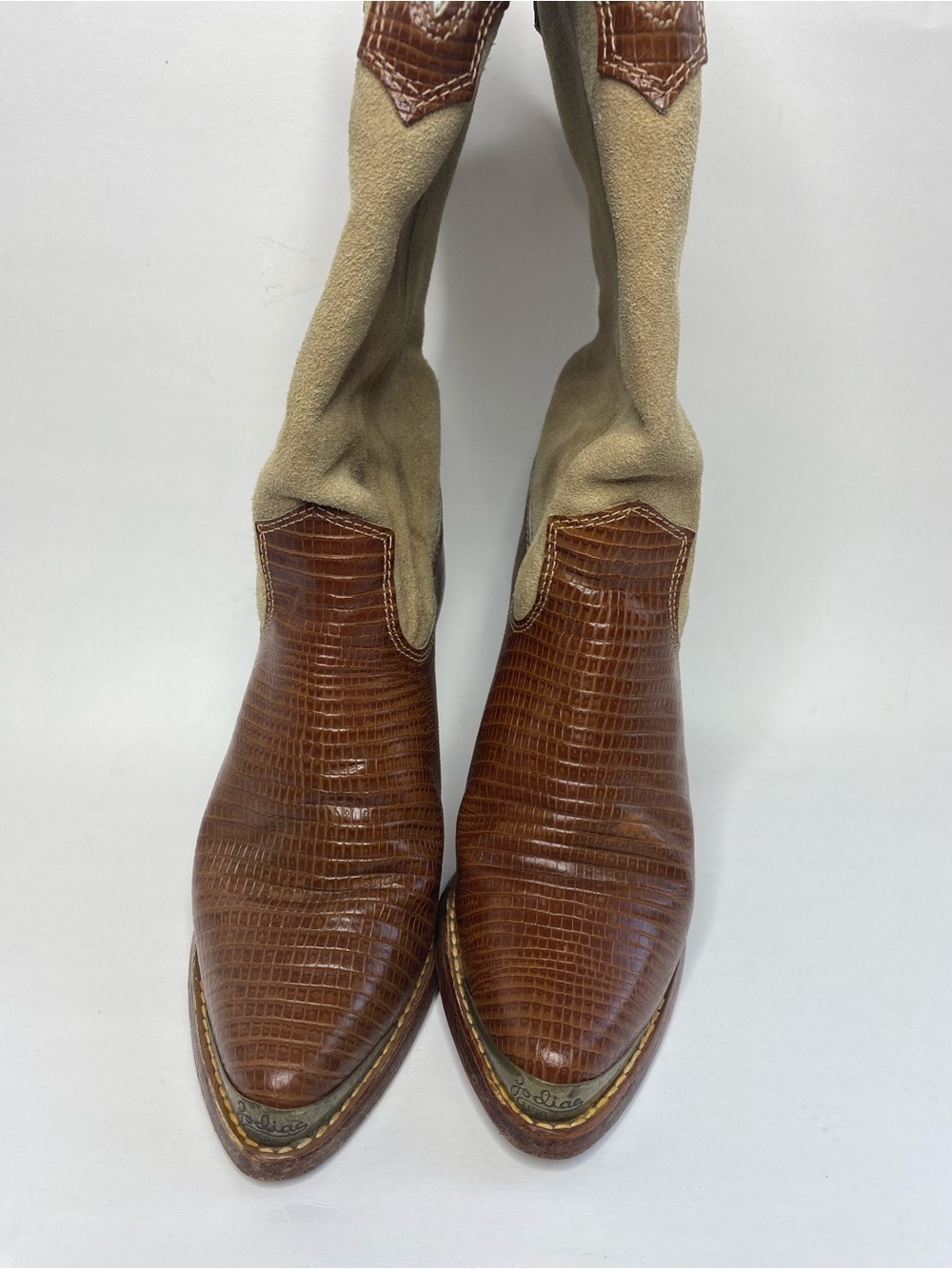 Zodiac Western Suede Leather Boot Size 6.5 Cowgirl Tan Brown - Picture 5 of 9